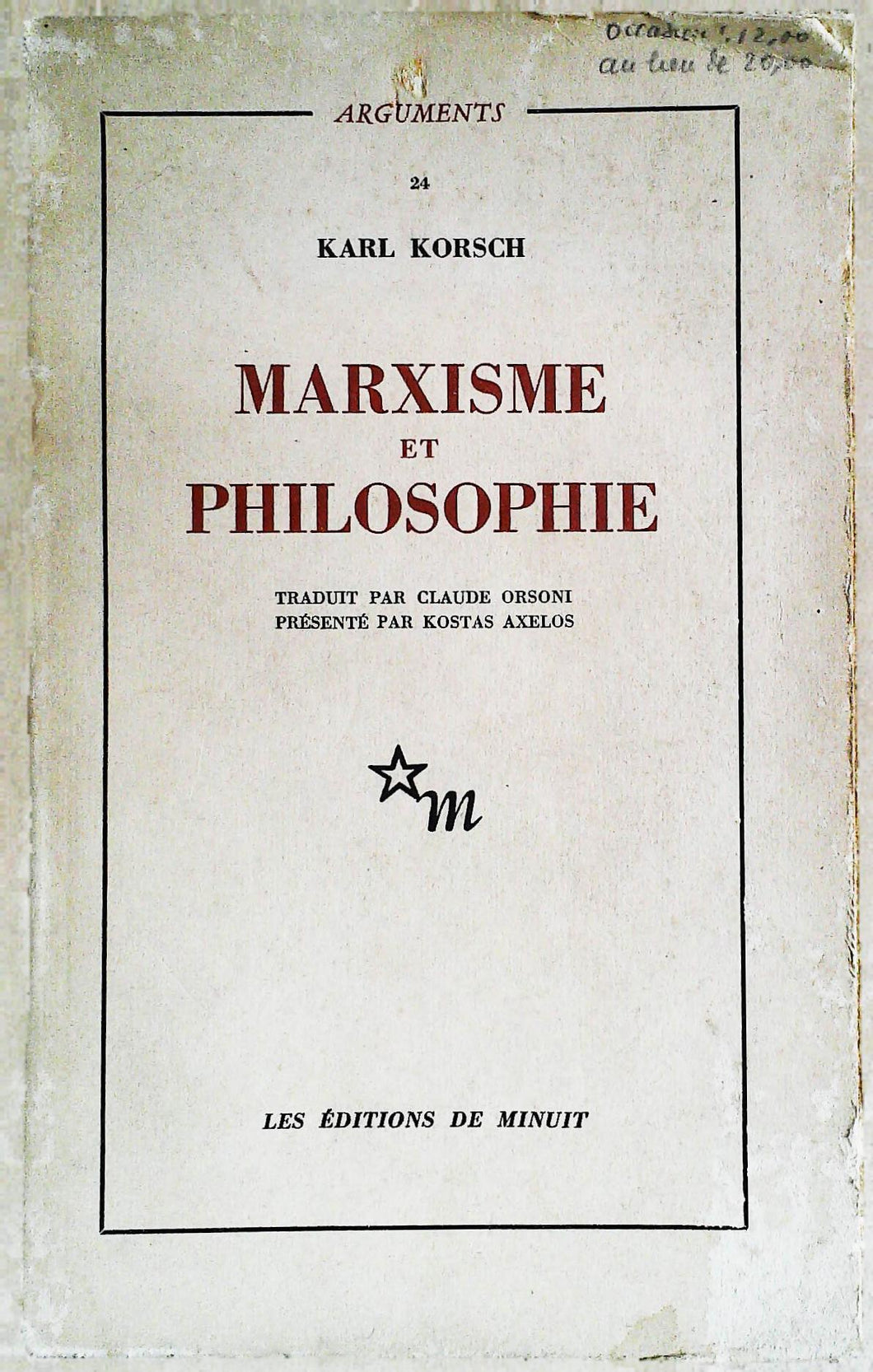 Marxisme et philosophie, Karl Korsch, Aux éditions de minuit, 1964